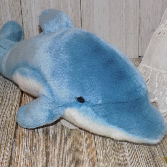 Russ YOMIKO CLASSICS Plush BLUE & WHITE Stuffed DOLPHIN  STUFFED ANIMAL * - Picture 1 of 9